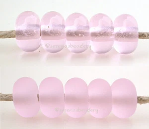 5 ROSE QUARTZ * donut handmade lampwork glass spacer beads TANERES sra - Picture 1 of 10