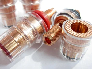 4pcs CMC 858-S-CU-R Pure Red Copper Speaker Binding Post Connector Swiss Cu. - Picture 1 of 3
