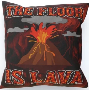 The Floor Is Lava Cushion, Double-Sided, Fun Game Childish Playtime, Hot Volcano - Picture 1 of 7