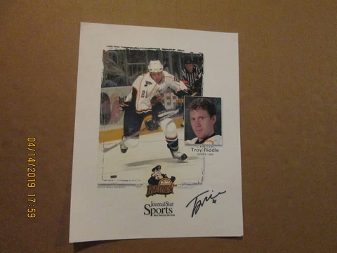 AHL Peoria Rivermen 2005-06 Autographed #21 Troy Riddle Journal Star Poster Cover