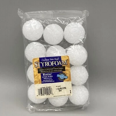 12 count FloraCraft 1.5" Styrofoam Balls NIP - Image 1 of 3