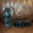 Cole Haan Ankle Straps Black Woven Leather Gladiator Sandals 7