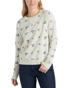 Lucky Brand Women's Embroidered Flower Cotton Sweatshirt, Oatmeal Beige, XS - Picture 1 of 1