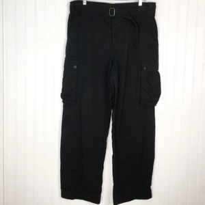 Ralph Lauren Jeans Co Boys Cargo Pants Black Belted Pockets 100% Cotton 14 - Picture 1 of 4