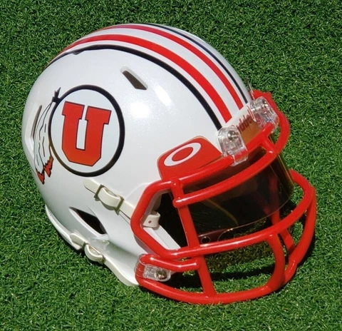 UTAH UTES WHITE  FOOTBALL MINI HELMET WITH VISOR, + OTHER  STYLES TOO Cover