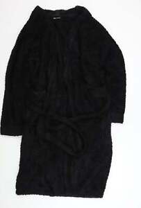 M&S Mens Black Colourblock 100% Polyester Robe Size S