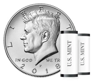 2018 P & D KENNEDY HALBER DOLLAR SET MIT ZWEI UNUMZINGELTEN US-MÜNZEN - Bild 1 von 1