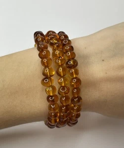 GENUINE BALTIC AMBER Stone Bracelet. Classic Amber Color Bracelet ADJUSTABLE - Picture 1 of 8