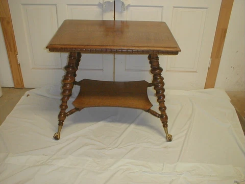 Oak Parlor Lamp Table by Merklen Brothers Cover