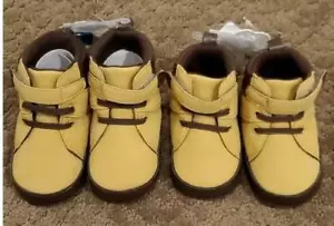 2 pair Stepping Stones Baby Boys Work Boots Booties Sizes 3 & 4 (6-9-12 mon) NWT - Picture 1 of 1