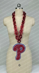New MLB PHILADELPHIA PHILLIES Big Fan Chain RED Necklace LOGO Foam - Picture 1 of 3