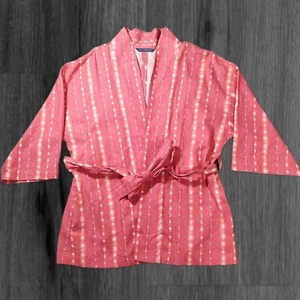 Isaac Mizrahi Rosa Farbener Shibori Kimono Leinen Mischung Damen Größe Klein - Picture 1 of 11