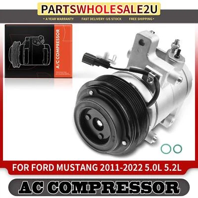 New A/C Compressor with 6-Groove Pulley for Ford Mustang 2011-2022 V8 5.0L 5.2L - Image 1 of 4