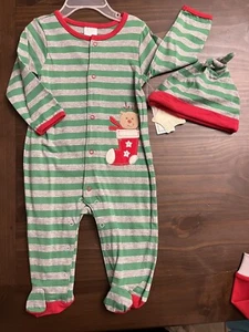 NWT 3-6 Months Nursery Rhyme Footed Footie Christmas Reindeer Pajamas With Hat - Picture 1 of 5