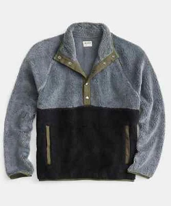 Todd Snyder Adirondack Fleecejacke Colorblock Druckknopf grau meliert $ 268 Neu mit Etikett - Bild 1 von 3