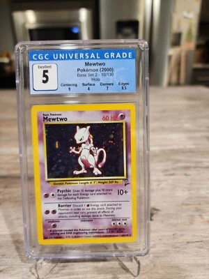 Mewtwo Base Set 2 Holo 10/130 Pokemon Card CGC 5 excellent  - Image 1 of 4