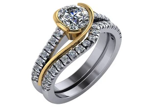 1.7 CT I VS2 ROUND DIAMOND ENGAGEMENT WEDDING RING SET 18K WHITE GOLD SIZE 6 - Picture 1 of 3