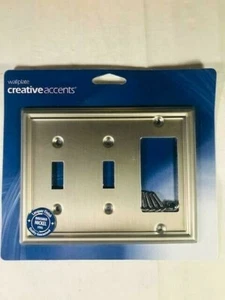 Creative Accents 2 Toggle/Switch 1 Rocker Plate Brushed Nickle Steel Plate - Picture 1 of 2