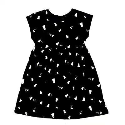 Antiguo Vestido Azul Marino Niñas Manga Dolman Ajuste/Flare Boo Ghost Negro/Blanco Halloween Nuevo con Etiquetas Foto 1 de 4