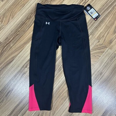 UNDER ARMOUR Heat Gear Compression Running Capris Black Pink Mesh Size SM/P - Image 1 of 4