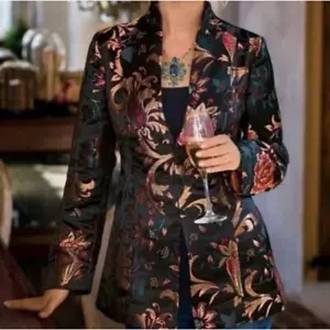 SOFT SURROUNDINGS Moon Dynasty Brocade Jacket Asian {3N54} - Picture 1 of 6
