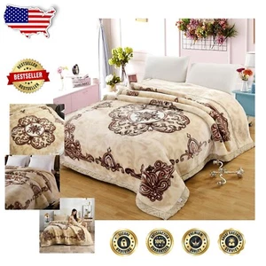 Thick 13lb Korean Mink Fleece Blanket - Reversible 79''x91'' for All-Year Warmth - Picture 1 of 10