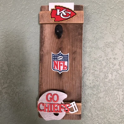 Kansas City Chiefs Man Cave Office wall decor key  Coat hanger holder - Image 1 of 4