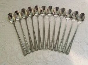 Vtg Gibson Bead Iced Tea Spoons Set Of 12 Stainless Steel - Picture 1 of 5