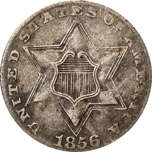 1856 Three (3) Cent Silver - Picture 1 of 2