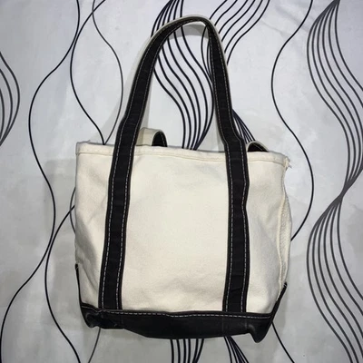 Vintage LL BEAN BOAT AND TOTE Canvas Bag Navy Blue USA Small 12x10x5 Foto 1 de 4