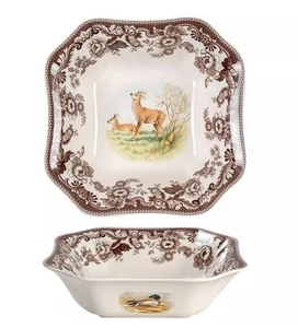 "Ensaladera cuadrada Spode China Woodland Deer para servir - 9"" excelente estado" - Imagen 1 de 8