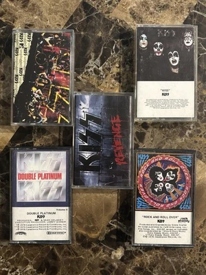 5 Kiss Cassette Tapes 1974 “Kiss” Unplugged Roll Over Revenge Double Platinum - Image 1 of 4
