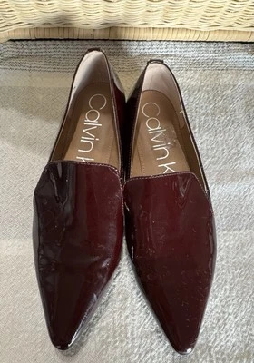 Calvin Klein Elin Burgundy Patent Leather Pointed Loafers Flats Slip On W6.5 - Image 1 of 4