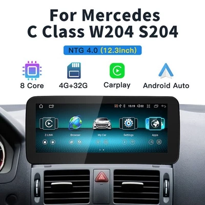 12.3" Car GPS Stereo Radio Carplay Upgrade Screen For Mercedes Benz C Class W204 - Bild 1 von 4
