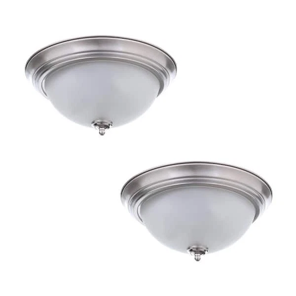 Commercial Electric 1-light Brushed Nickel Flushmount (2-set) 867584