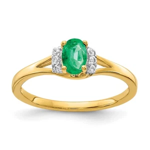 14k Diamond and Oval Emerald Ring RM5761 - Picture 1 of 4