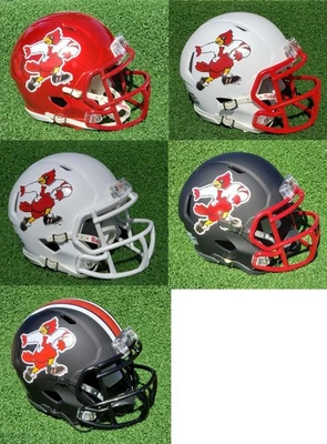 LOUISVILLE CARDINALS STIFF ARM LOGO FOOTBALL MINI HELMET, 6 OPTIONS - Image 1 of 4
