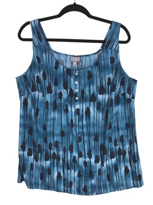 Camiseta sin mangas Jill de seda para mujer 1X suéter azul a rayas sin mangas nueva con etiquetas Foto 1 de 4