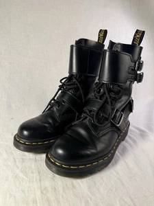 Dr. Martens BLACK COMBAT BOOTS 1490 MULTIPLE BUCKLES UNISEX MENS 5 WOMENS 6 VV - Picture 1 of 14