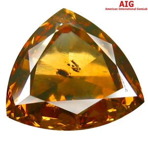 Pietra Diamante Giallo Arancio Naturale 1,03 ct Certificata AIG Taglio Trilione (7x7 mm) - Foto 1 di 4