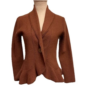 Vintage Evan-Picone 1-Knopf 100% Wolle Jacke braun Schößchen Boho Reitsport Petite S - Bild 1 von 13