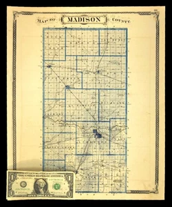 ca 1876 MADISON COUNTY Indiana Map Anderson City Elwood Pendleton Original Atlas - Picture 1 of 9