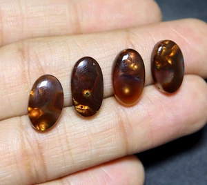 4.Piece Natural Mexican Fire Agate Cabochon Loose Gemstone Oval Smooth Cabochon - Picture 1 of 5