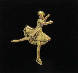 Ice Skater Figure Skater Pin Brooch 24 Karat Gold Plate Ice Skates Figure Skates - Picture 1 of 4