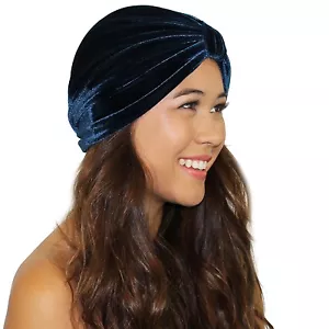 Velvet Great Gatsby Turban Headband Headwrap Ear Warmer Hat Ladies Accessories - Picture 1 of 3
