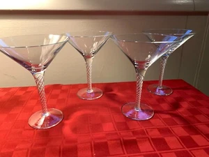 4 Toscany Romania Martini Glass Swirl Stem Hand Blown Crystal Outstanding! - Picture 1 of 18