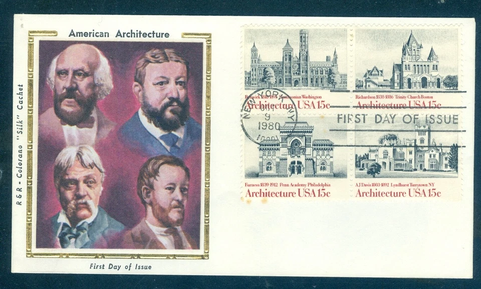 US 1779-1782 FDC American Architecture, Block/4, 1980 Colorano Silk Cachet - Image 1 of 1