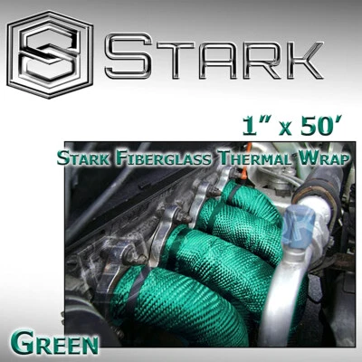 1" x 50' Ft Motorcycle Header Exhaust Heat Wrap Fiberglass Manifold - Green (C) - Image 1 of 2