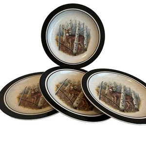 White Tail Deer Salad/Dessert Plates By Scottyz Lot Of Four Outdoors Hunting EUC - Picture 1 of 6