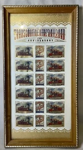 Gerahmter 18 USPS Briefmarkenbogen 150 Jahre Transcontinental Railroad - Bild 1 von 3